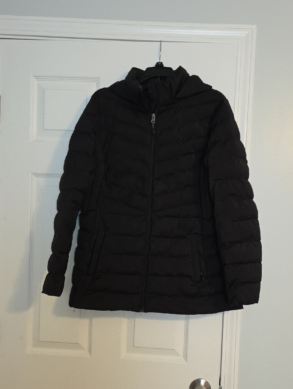 32 Degrees Women's Black Hooded Quilted Puffer Jacket With Removable Hood